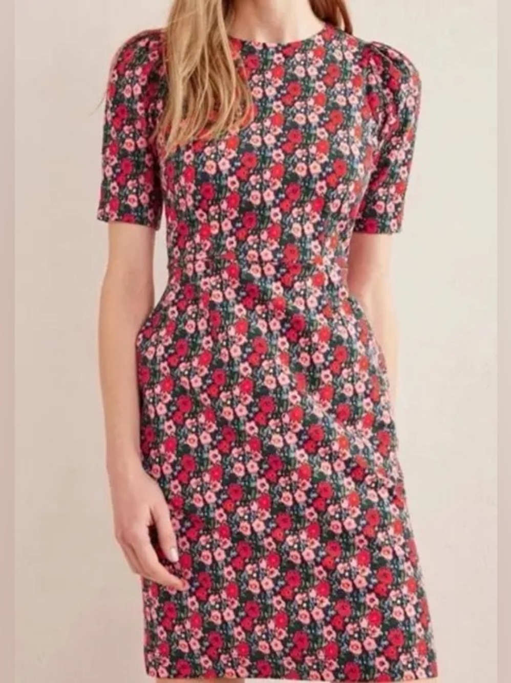 Boden Zoe Mini Dress size 6 abstract poppy floral print pockets office workwear